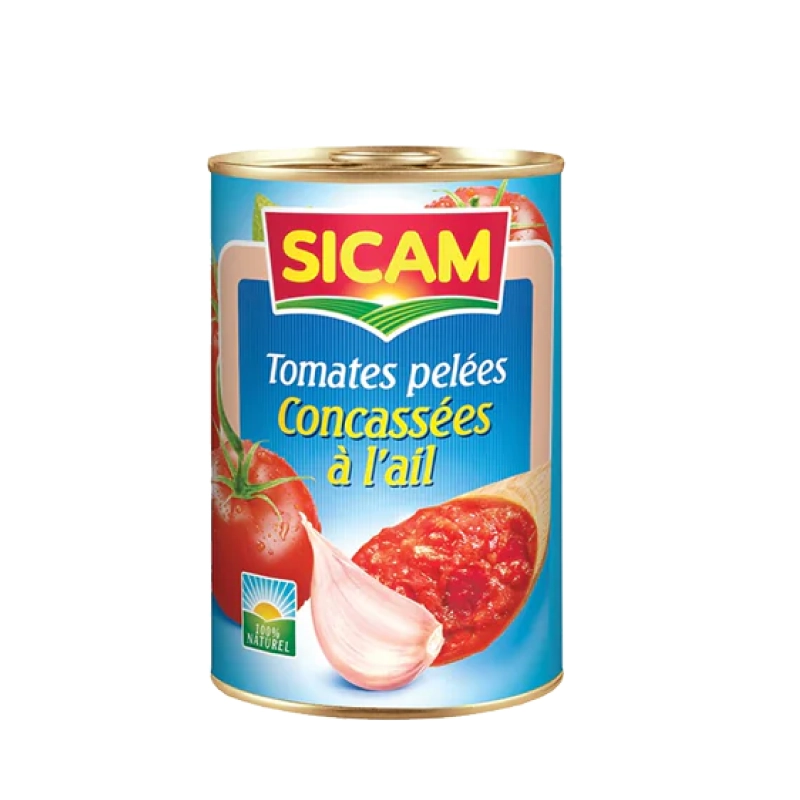 Sicam - Tomates pelées concassées à l'ail (400g)